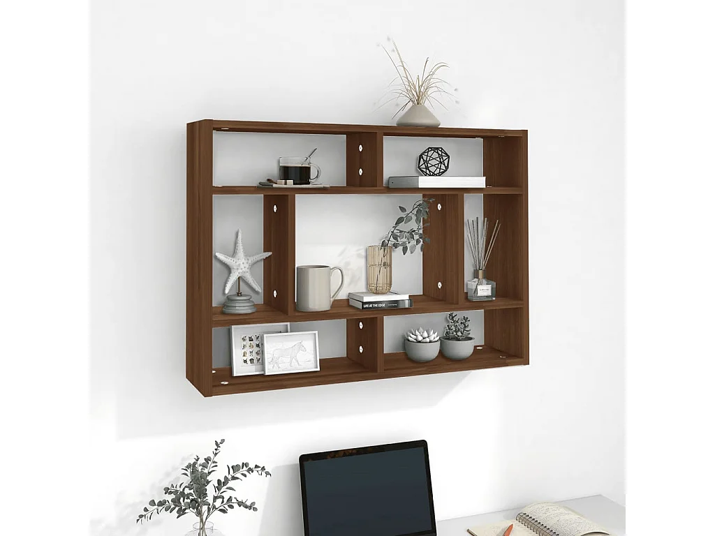 Étagère murale Chêne marron 75x16x55 cm Bois d'ingénierie OFR23926 BonneVie Meuble
