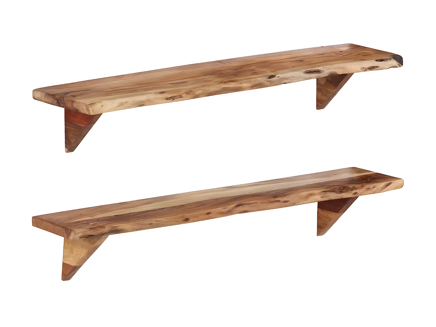 Étagères murales 2 pcs 110x20x18 cm Bois massif d'acacia OFR69687 BonneVie Meuble