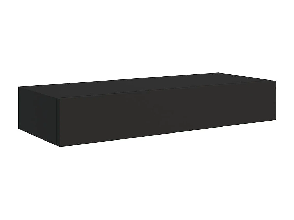 Estantes de pared con cajón 2 uds MDF negro 60x23,5x10 cm ES53211