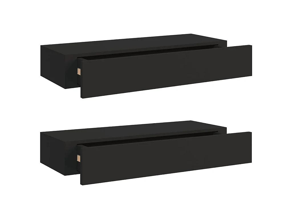 Étagères à tiroirs murales 2 pcs Noir 60x23,5x10 cm MDF OFR54583 BonneVie Meuble