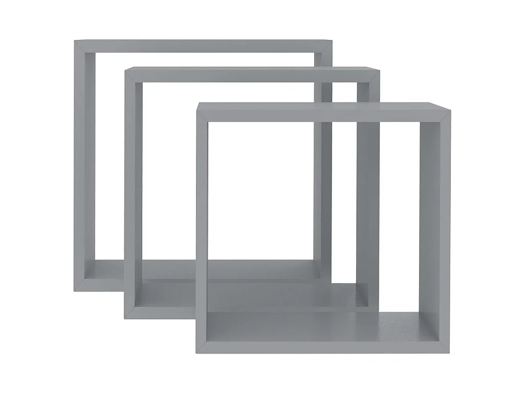 Étagères murales sous forme de cube 3 pcs Gris MDF OFR42201 BonneVie Meuble