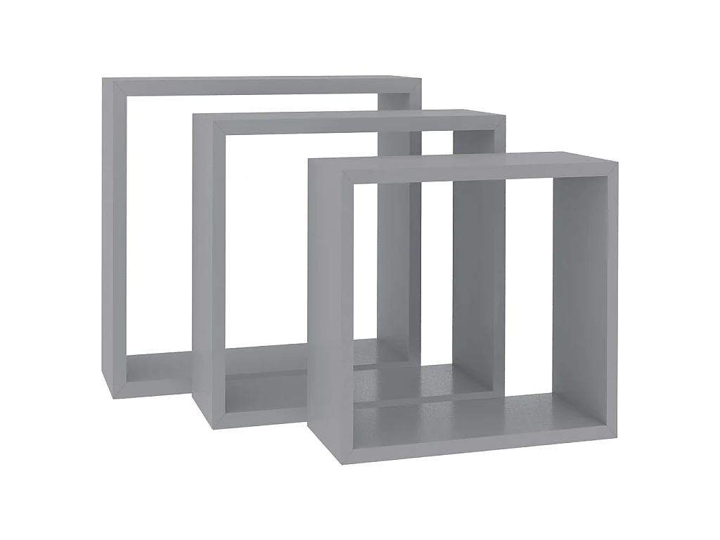 Étagères murales sous forme de cube 3 pcs Gris MDF OFR42201 BonneVie Meuble