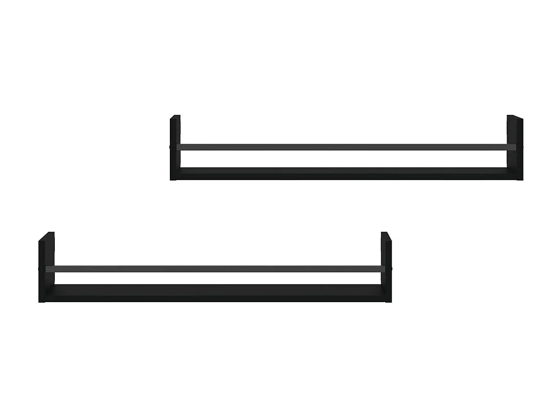 Prateleiras de parede com barras 2 pcs 80x16x14 cm preto PT649535