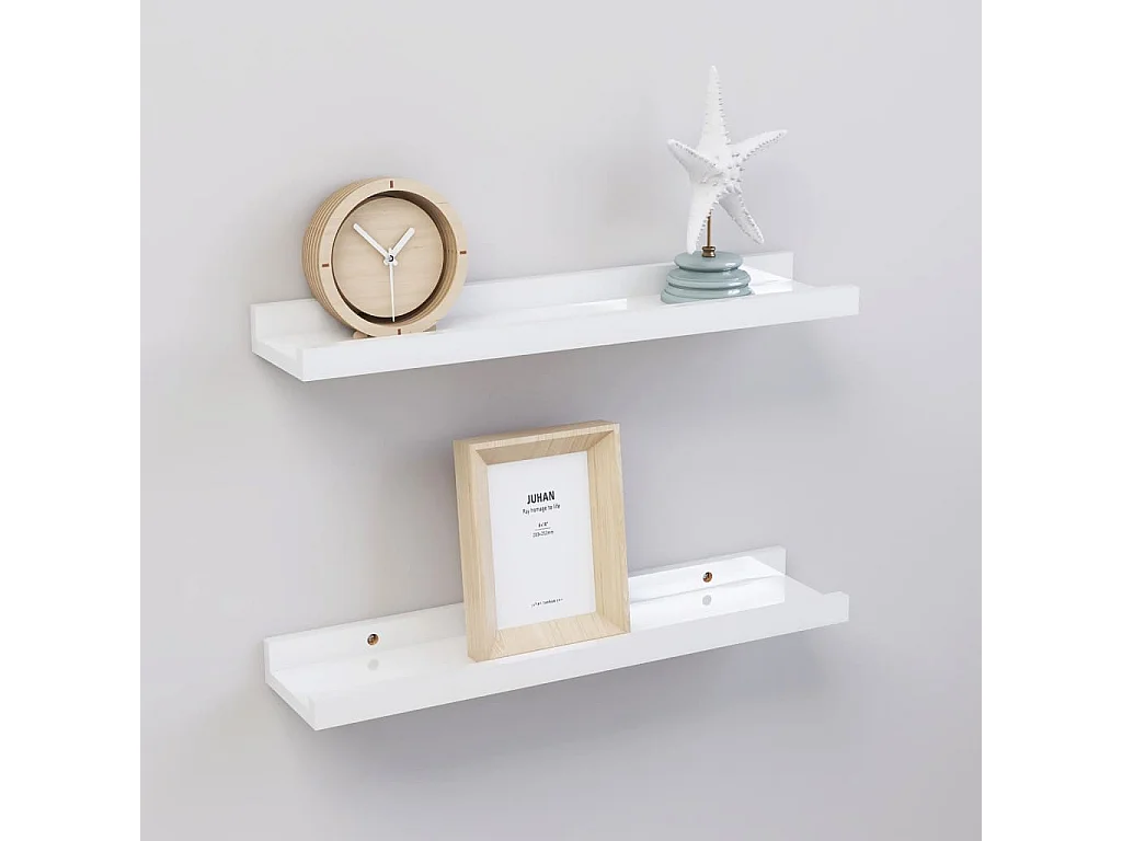 Étagères murales 2 pcs Blanc brillant 40x9x3 cm OFR89412 BonneVie Meuble