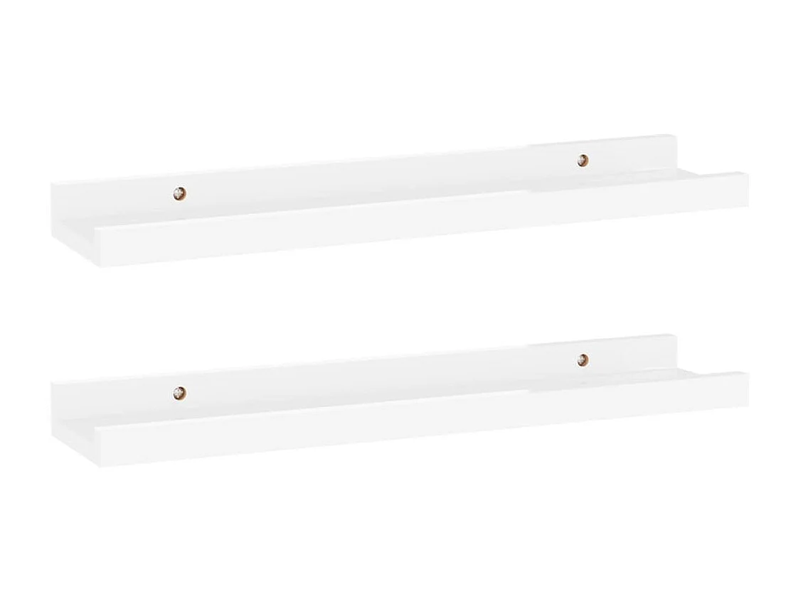 Estantes de pared 2 unidades blanco brillo 40x9x3 cm ES39218