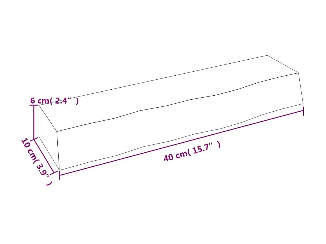 Wandschap 40x10x6 cm behandeld massief eikenhout lichtbruin NL579504