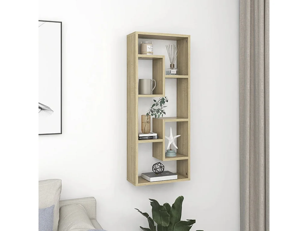 Étagère murale Chêne sonoma 36x16x90 cm Aggloméré OFR42489 BonneVie Meuble