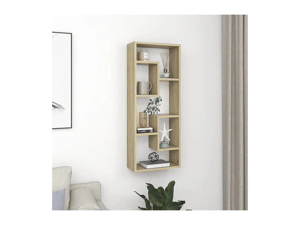 Étagère murale Chêne sonoma 36x16x90 cm Aggloméré OFR42489 BonneVie Meuble