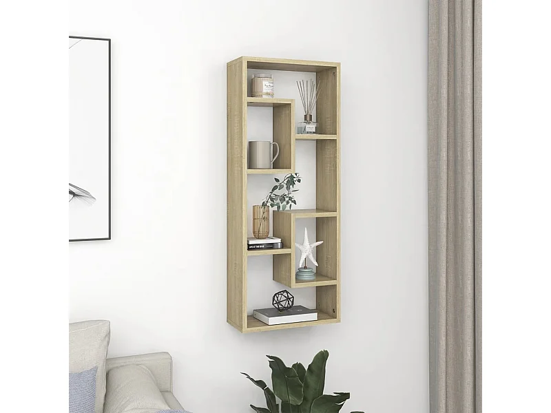 Wandschap 36x16x90 cm bewerkt hout sonoma eikenkleurig NL242770