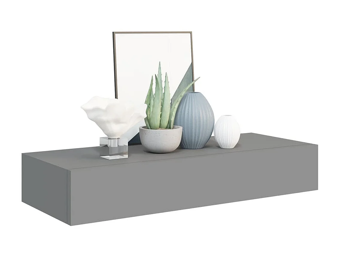 Étagères à tiroirs murales 2 pcs gris 60x23,5x10 cm MDF OFR10545 BonneVie Meuble