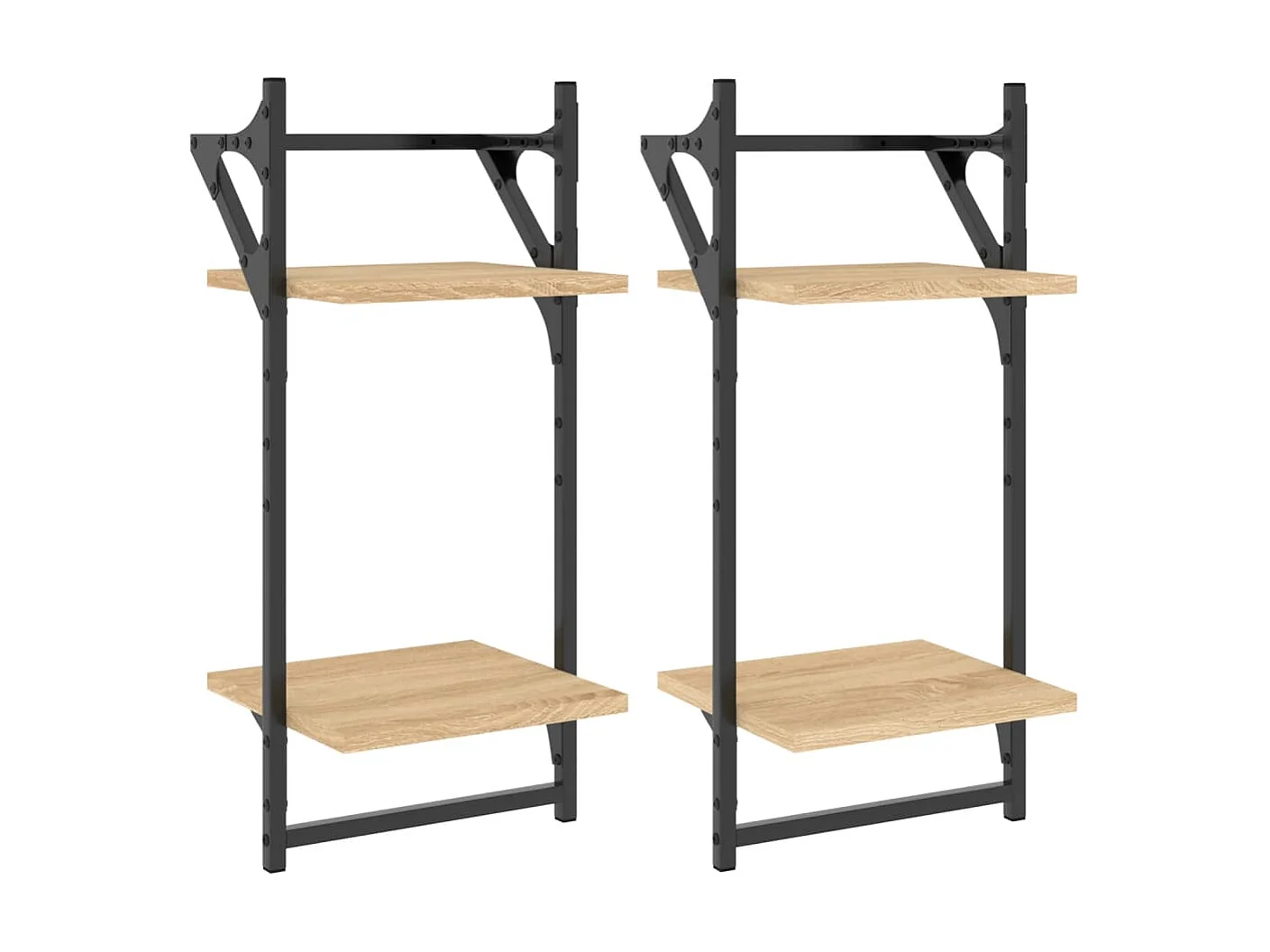 Wandschappen 2-laags met stangen 2 st 30x25x65 cm sonoma eiken NL633874