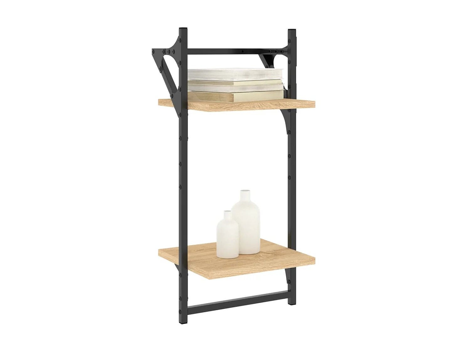 Wandschappen 2-laags met stangen 2 st 30x25x65 cm sonoma eiken NL633874