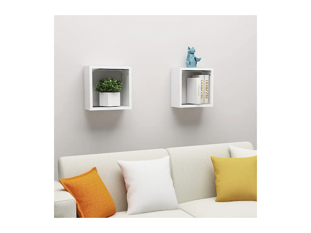 Étagères cube murales 2 pcs Blanc 30x15x30 cm OFR60168 BonneVie Meuble