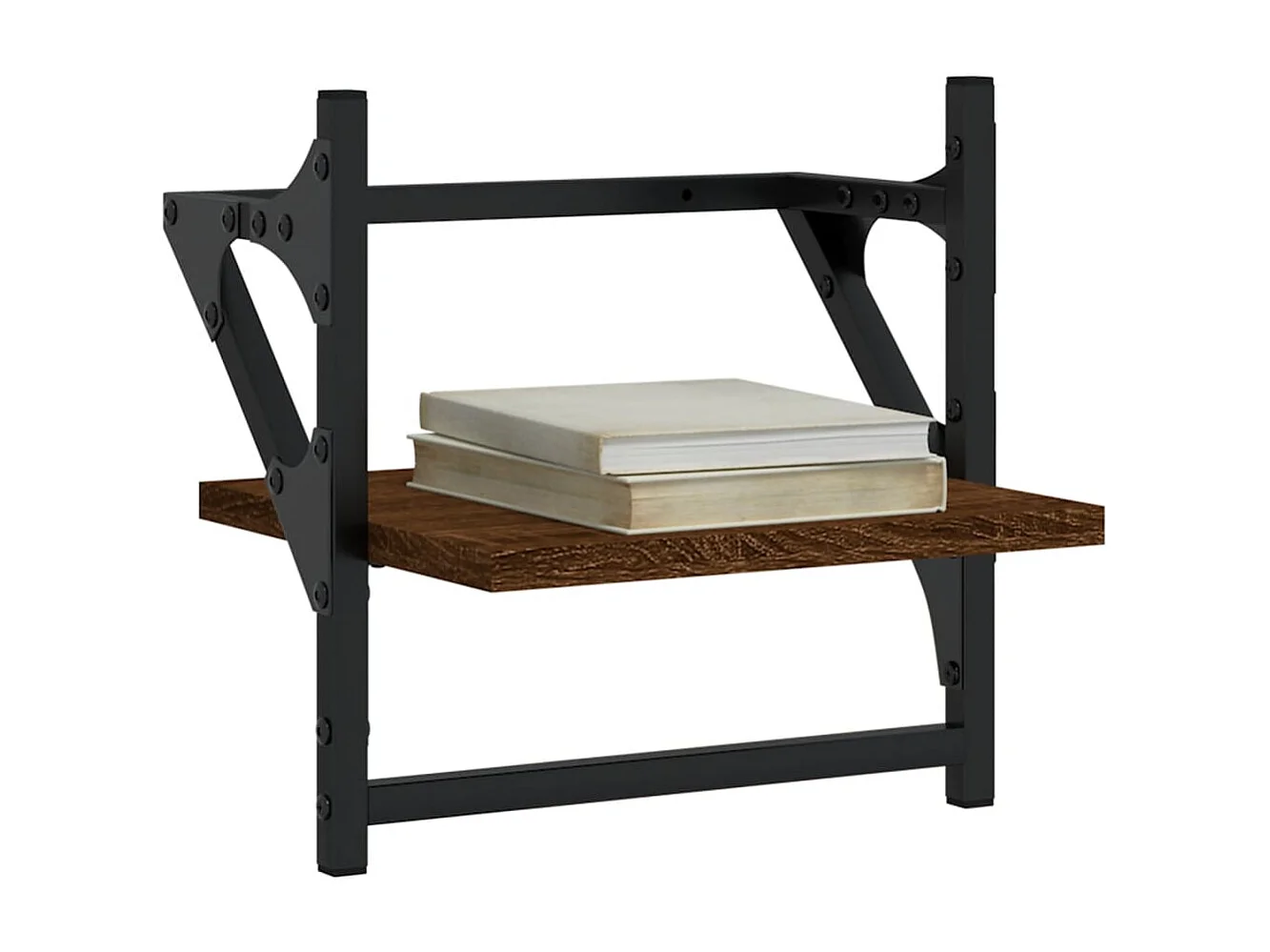 Wandschappen met stangen 2 st 30x25x30 cm bruin eikenkleur NL592368