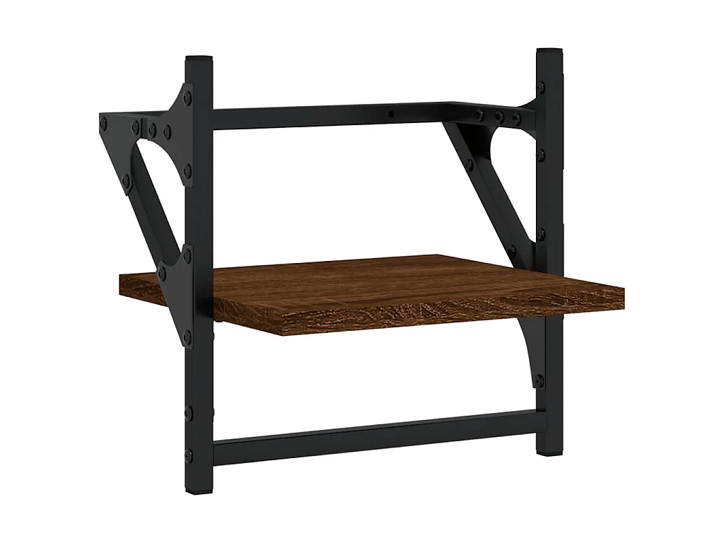 Wandschappen met stangen 2 st 30x25x30 cm bruin eikenkleur NL592368