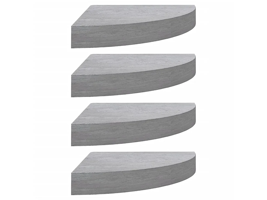 Étagères d'angle murales 4 pcs Gris béton 25x25x3,8 cm MDF OFR49134 BonneVie Meuble
