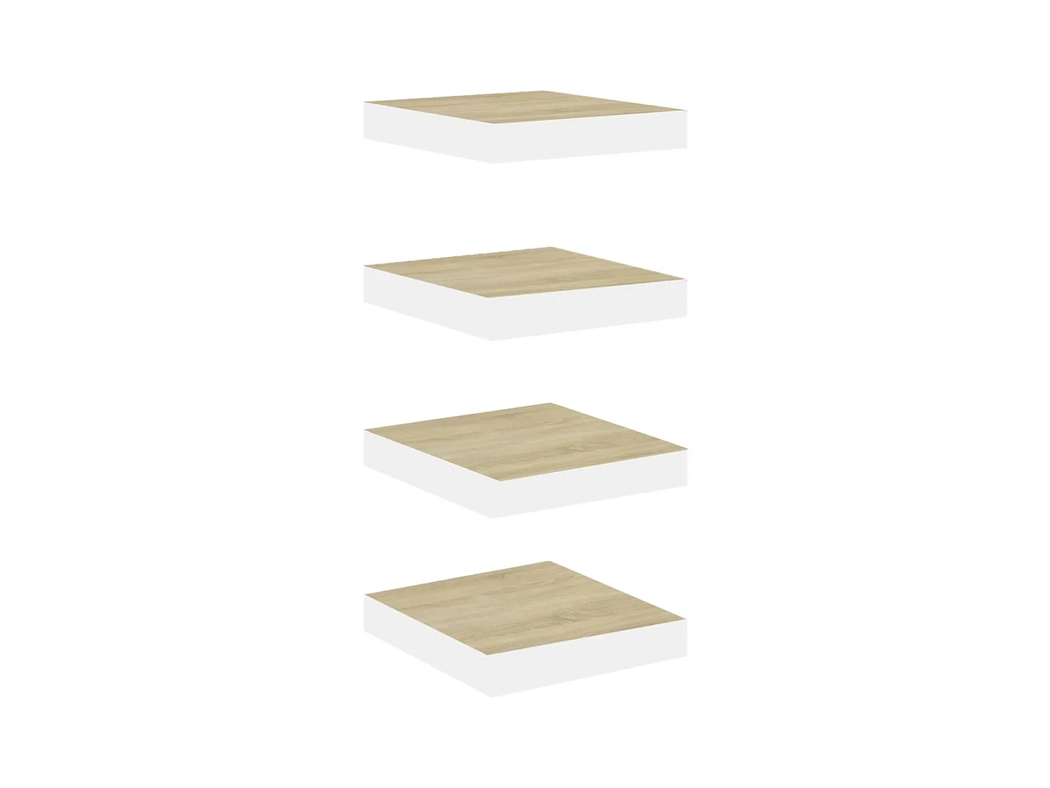 Étagères murales 4 pcs Chêne et blanc 23x23,5x3,8 cm MDF OFR98678 BonneVie Meuble
