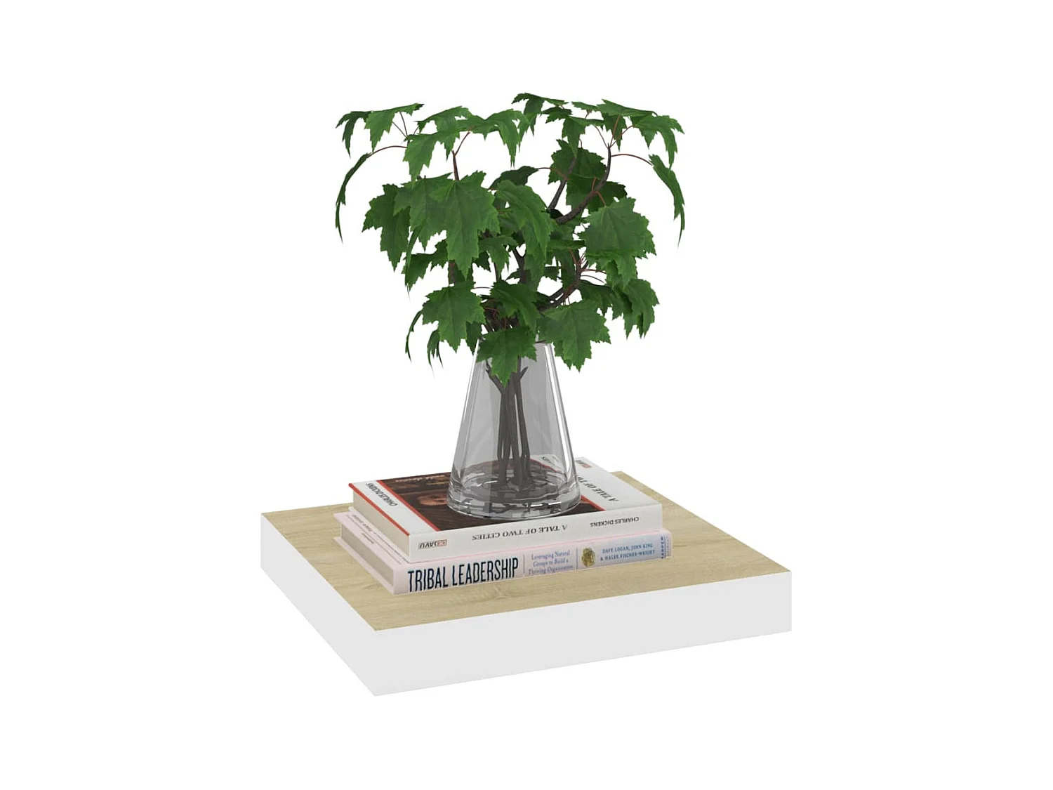 Étagères murales 4 pcs Chêne et blanc 23x23,5x3,8 cm MDF OFR98678 BonneVie Meuble