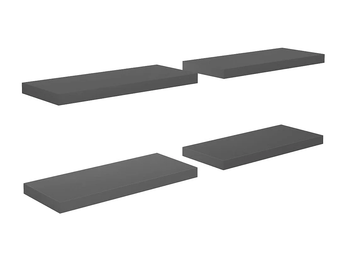 Étagère murale murale 4 pcs Gris brillant 60x23,5x3,8 cm MDF OFR74335 BonneVie Meuble