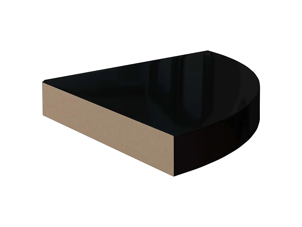 Estantes de pared esquina 4 uds MDF negro brillo 25x25x3,8 cm ES29531