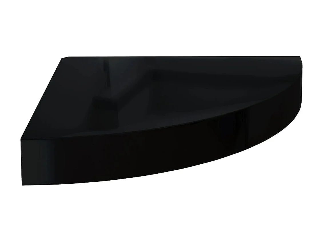 Prateleiras canto suspensas 4 pcs 25x25x3,8cm MDF preto brilh. PT482396
