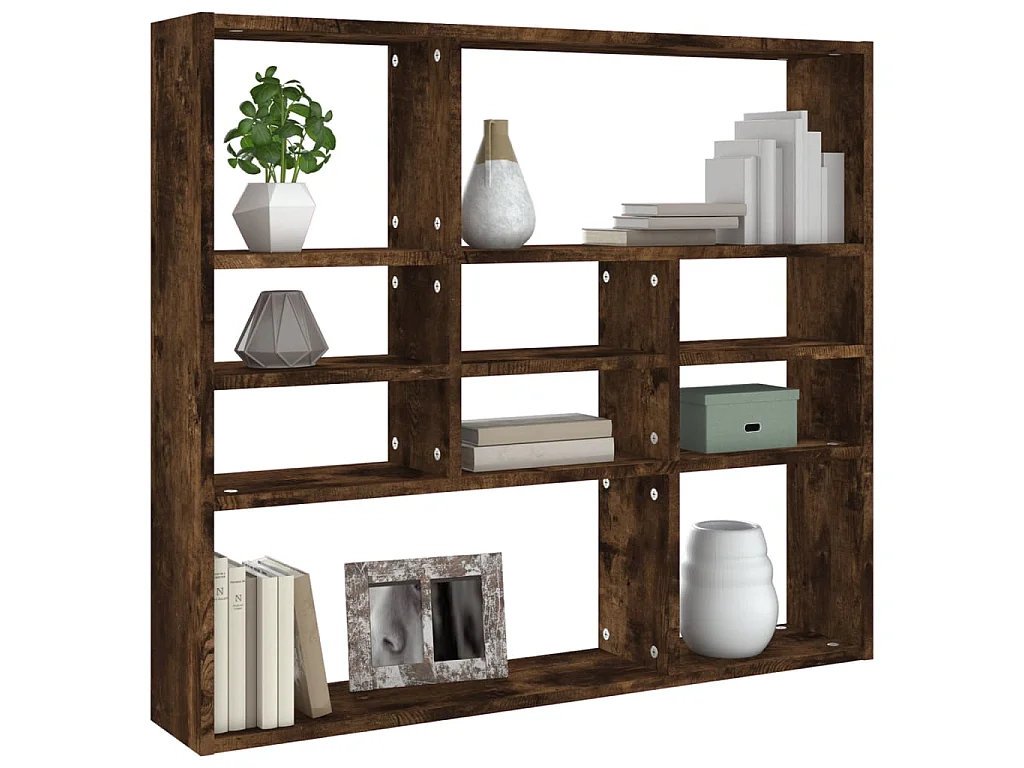 Étagère murale Chêne fumé 90x16x78 cm Bois d'ingénierie OFR88147 BonneVie Meuble
