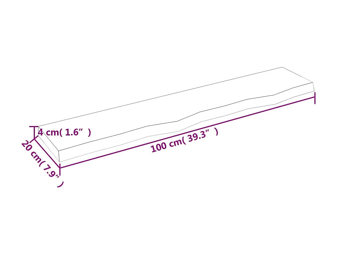 Étagère murale 100x20x4 cm bois de chêne massif non traité OFR48138 BonneVie Meuble
