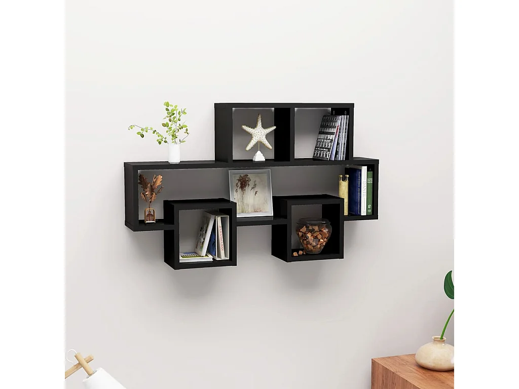 Étagère murale forme d'auto Noir 82x15x51 cm Aggloméré OFR40832 BonneVie Meuble