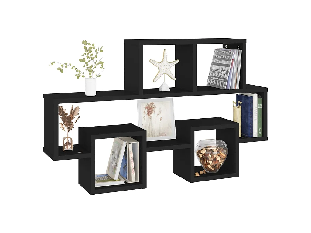 Étagère murale forme d'auto Noir 82x15x51 cm Aggloméré OFR40832 BonneVie Meuble