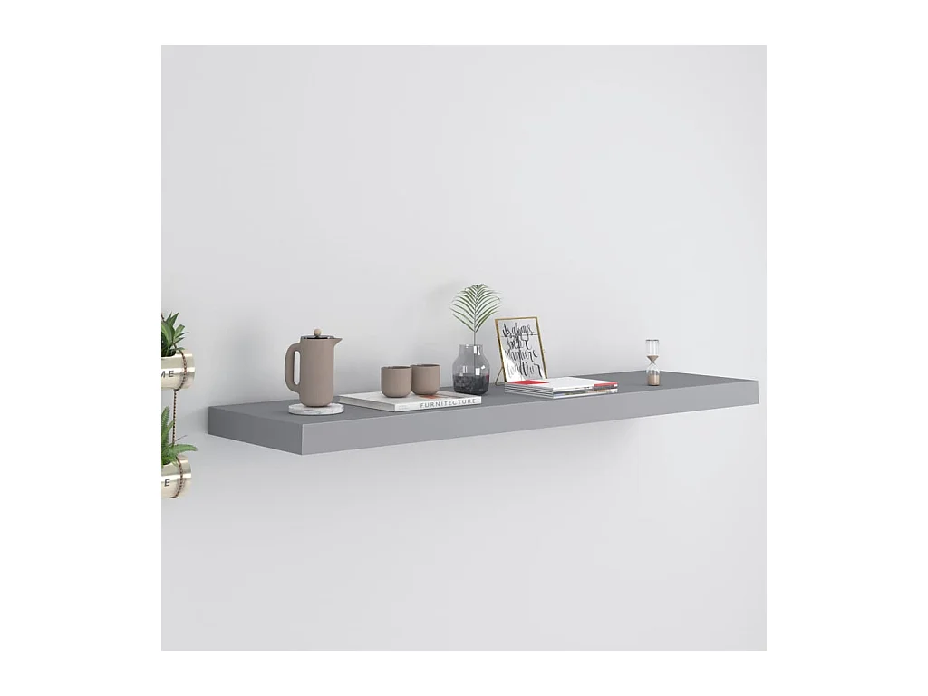 Étagère murale murale gris 90x23,5x3,8 cm MDF OFR70575 BonneVie Meuble