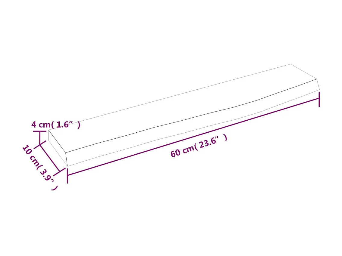 Étagère murale marron clair 60x10x4 cm bois chêne massif traité OFR58041 BonneVie Meuble