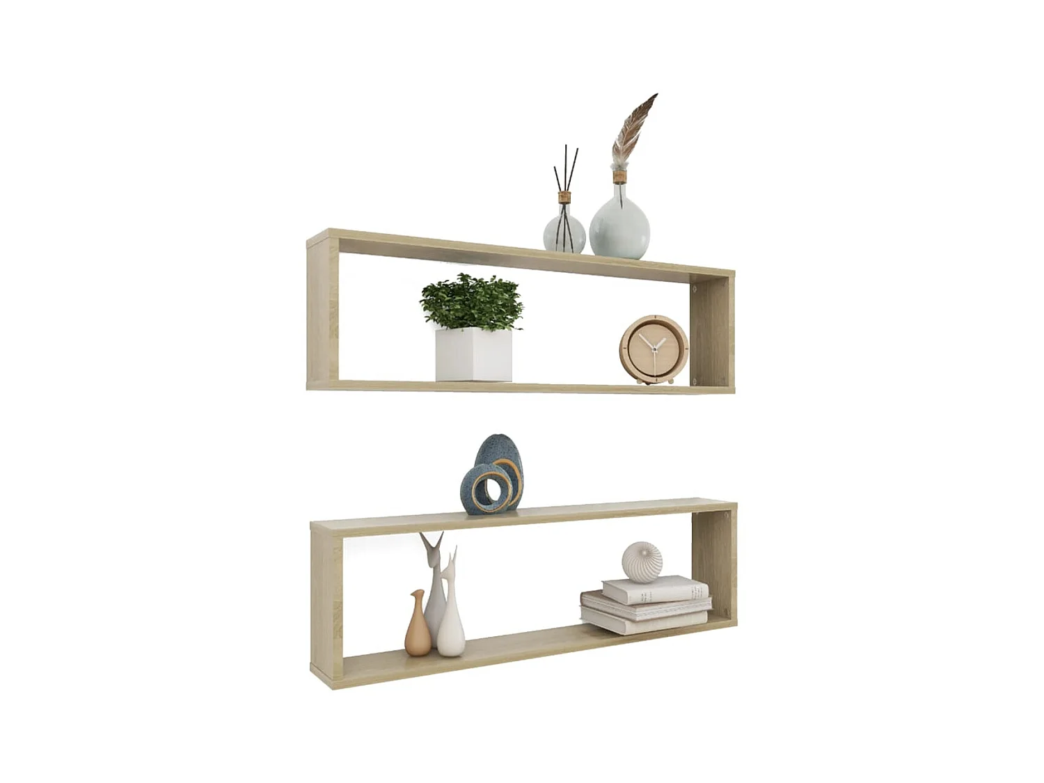 Étagères cube murales 2 pcs Chêne Sonoma 100x15x30 cm Aggloméré OFR44166 BonneVie Meuble