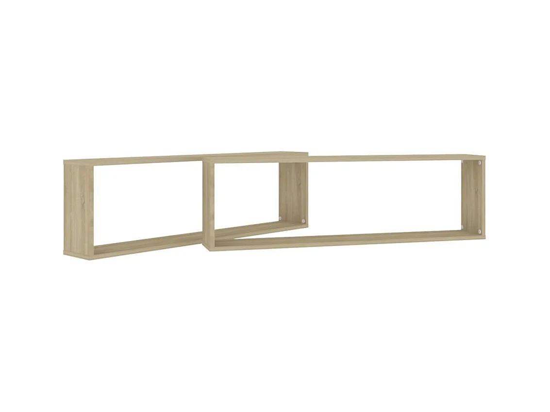 Étagères cube murales 2 pcs Chêne Sonoma 100x15x30 cm Aggloméré OFR44166 BonneVie Meuble