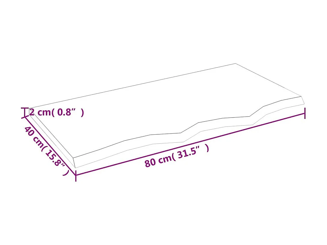 Étagère murale marron clair 80x40x2 cm bois chêne massif traité OFR26218 BonneVie Meuble