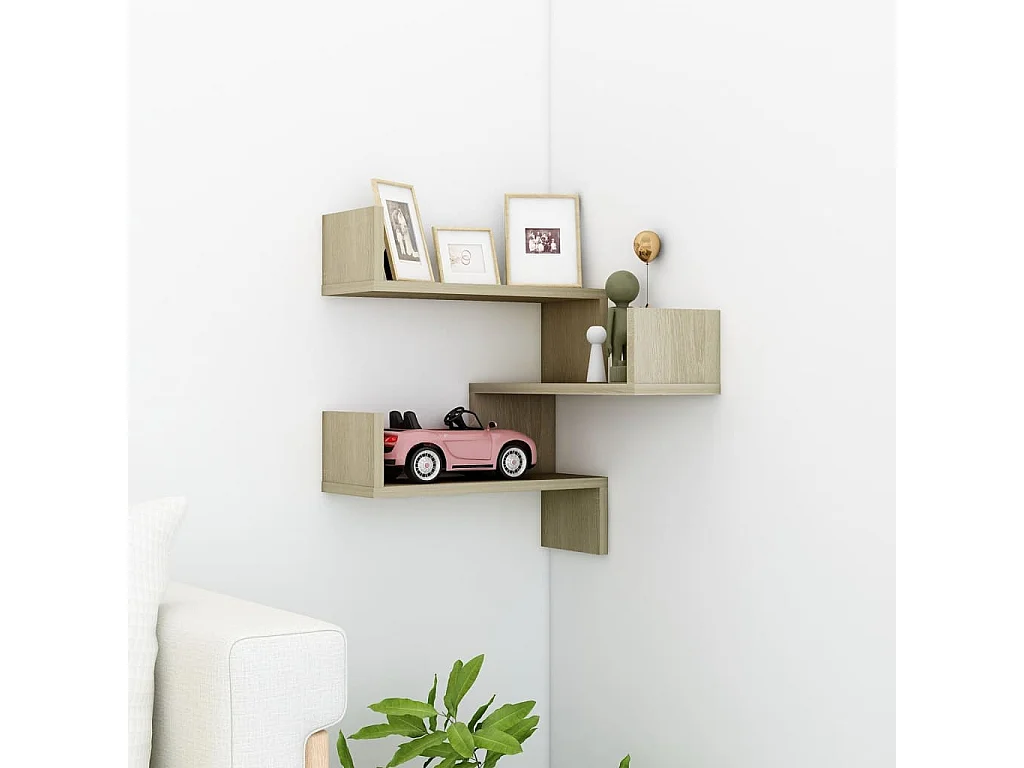 Étagère d'angle murale Chêne Sonoma 40x40x50 cm Aggloméré OFR34161 BonneVie Meuble