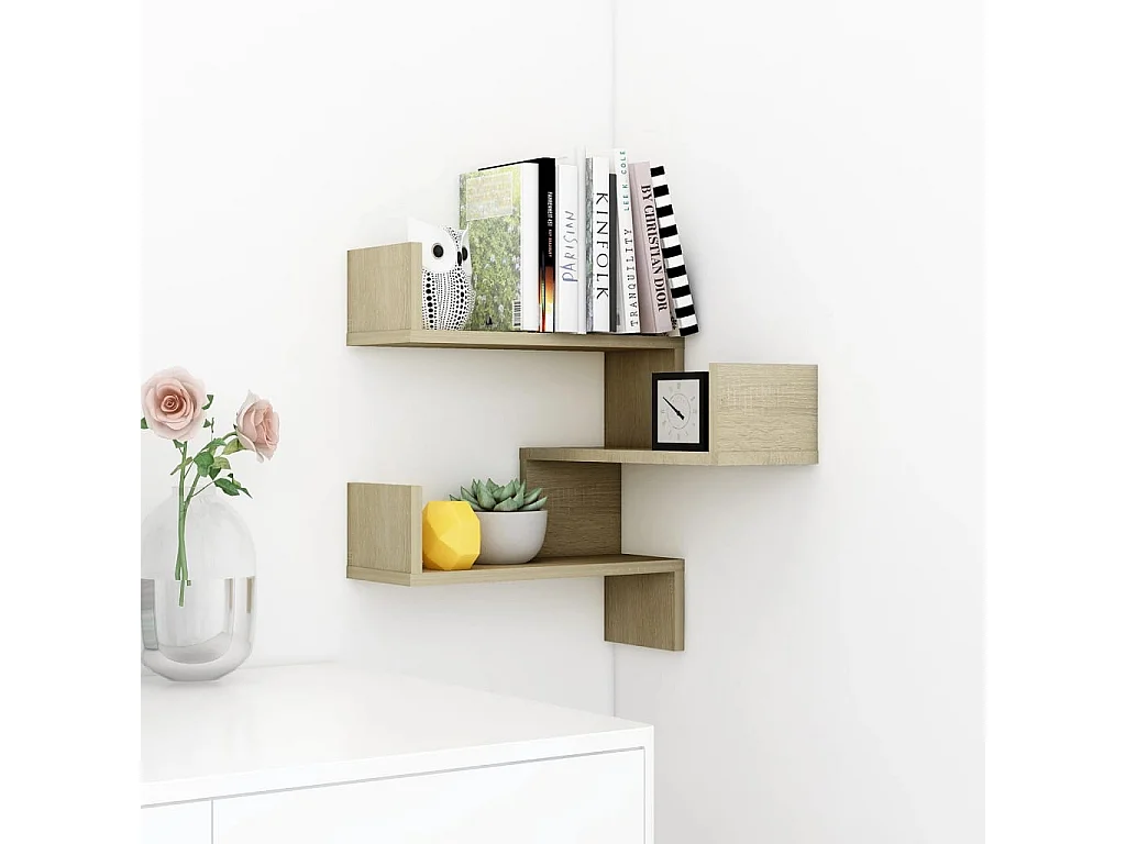 Étagère d'angle murale Chêne Sonoma 40x40x50 cm Aggloméré OFR34161 BonneVie Meuble