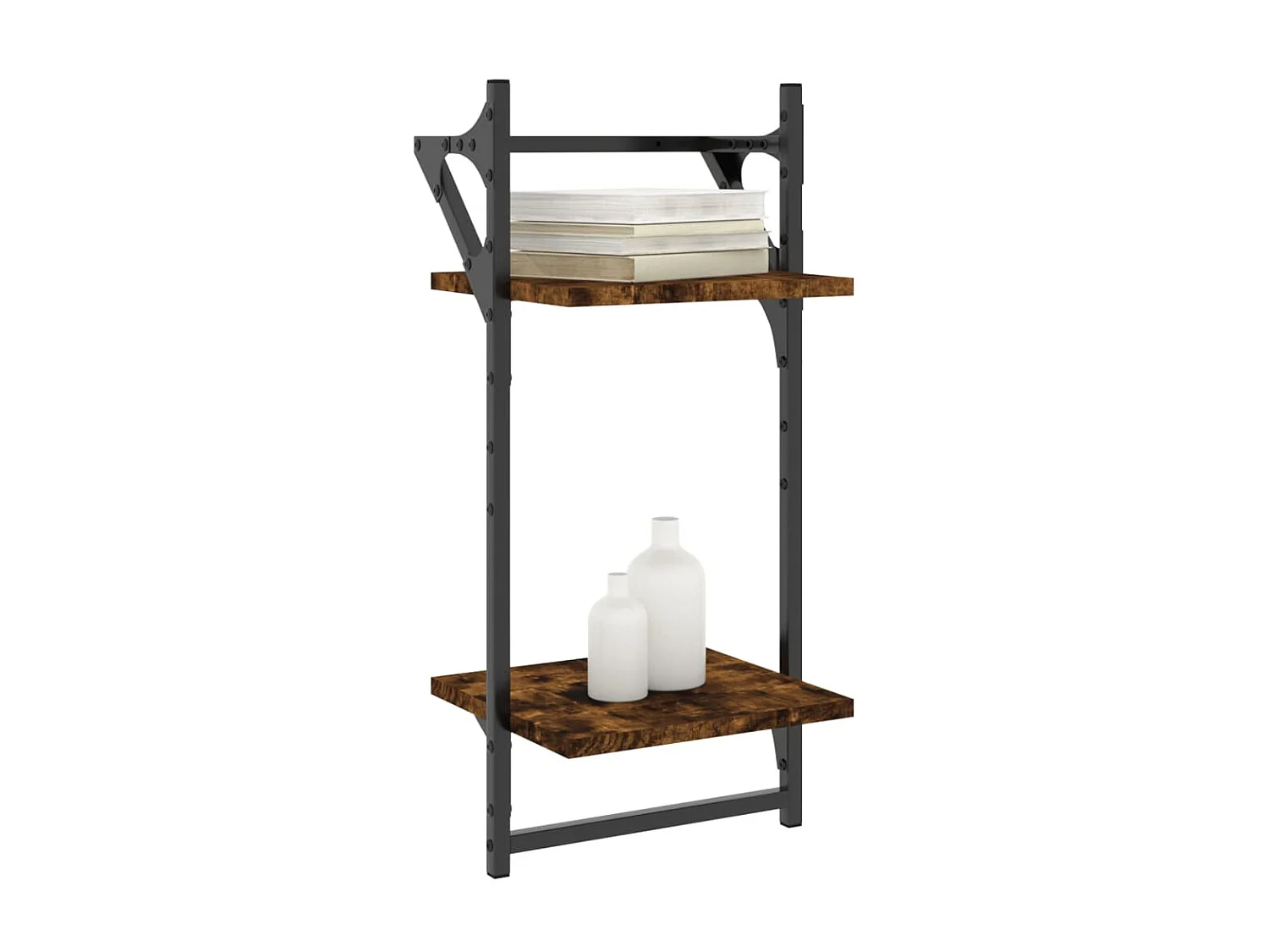 Wandschappen 2-laags met stangen 2 st 30x25x65 cm gerookt eiken NL724488