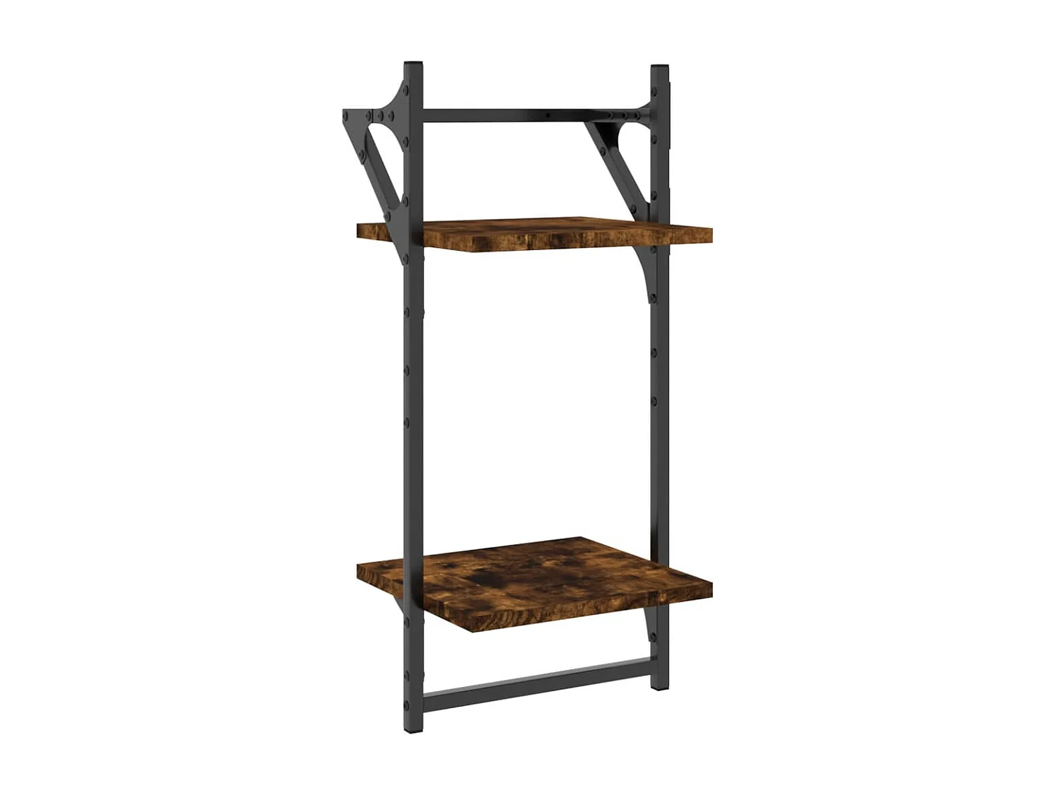 Étagères murales à 2 niveaux avec barres 2 pcs chêne fumé OFR10655 BonneVie Meuble
