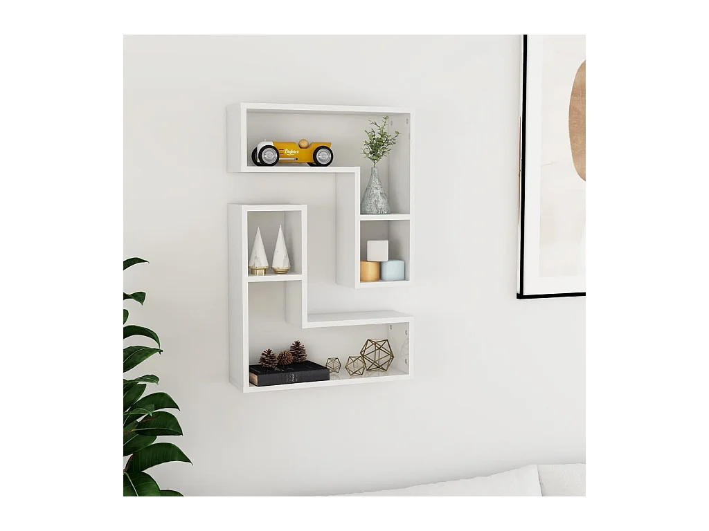 Étagères murales 2 pcs Blanc brillant 50x15x50 cm Aggloméré OFR28112 BonneVie Meuble