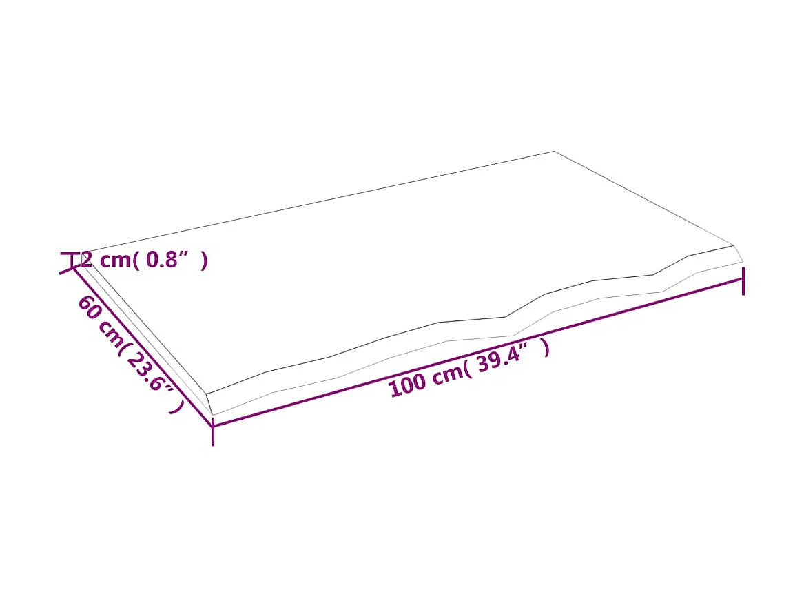 Étagère murale marron clair 100x60x2cm bois chêne massif traité OFR65024 BonneVie Meuble