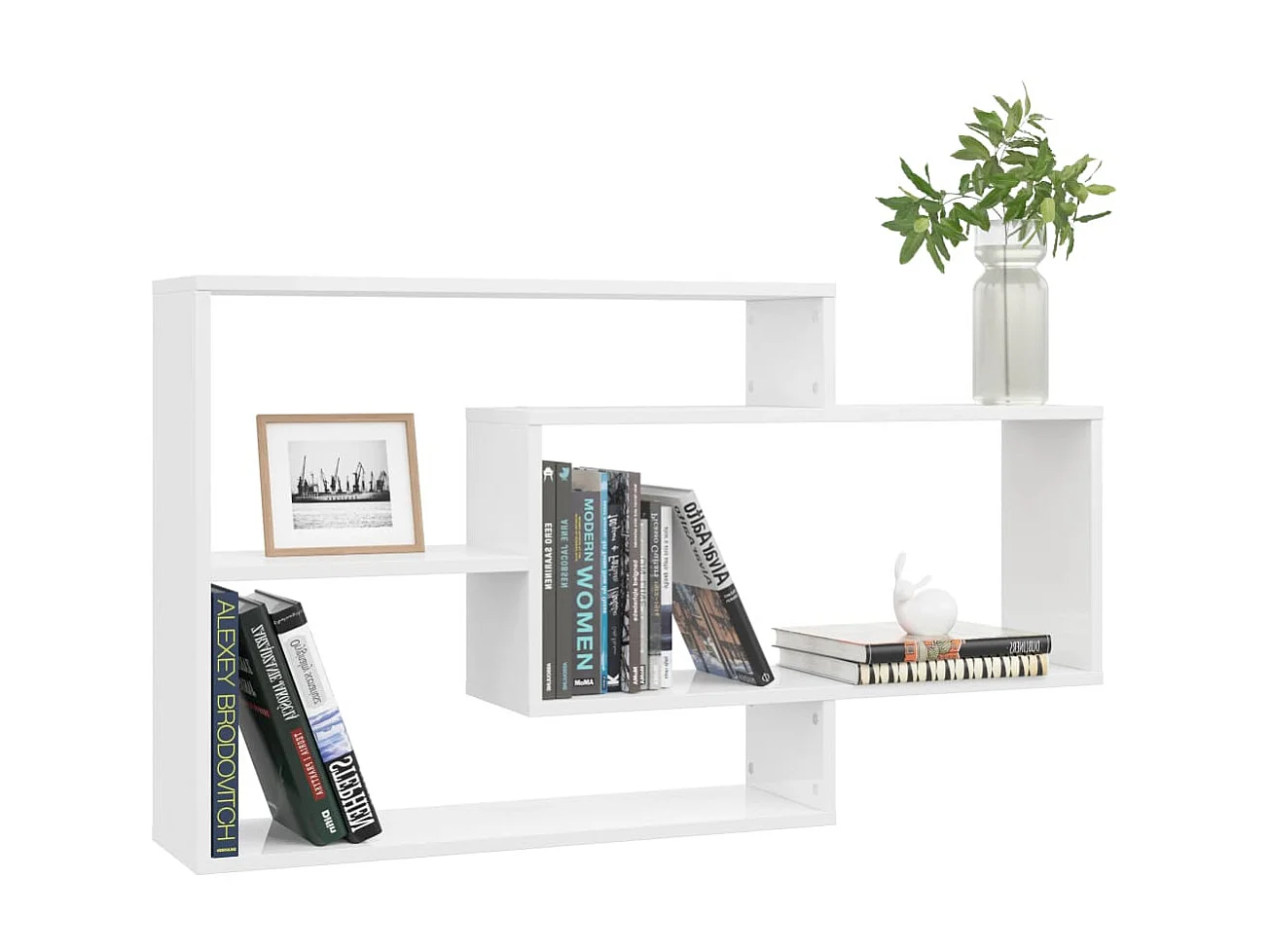 Estantes pared madera contrachapada blanco brillo 104x20x58,5cm ES33585