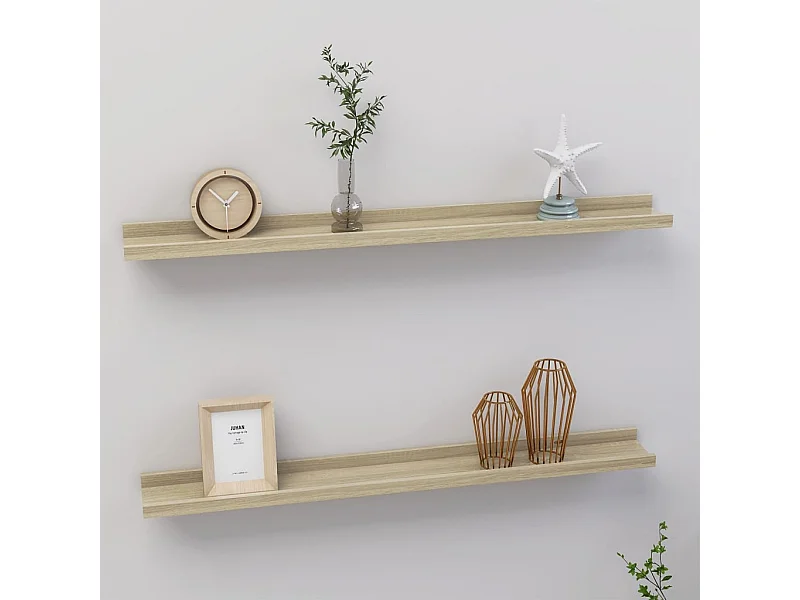 Étagères murales 2 pcs chêne sonoma 80x9x3 cm OFR76223 BonneVie Meuble