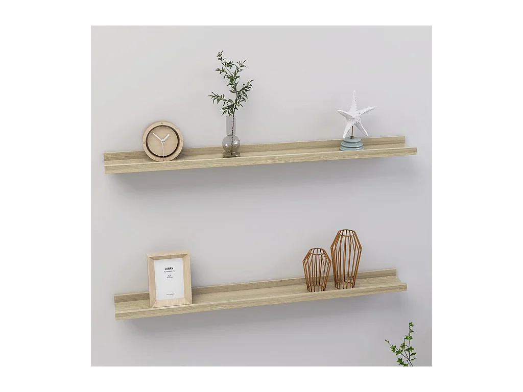 Étagères murales 2 pcs chêne sonoma 80x9x3 cm OFR76223 BonneVie Meuble