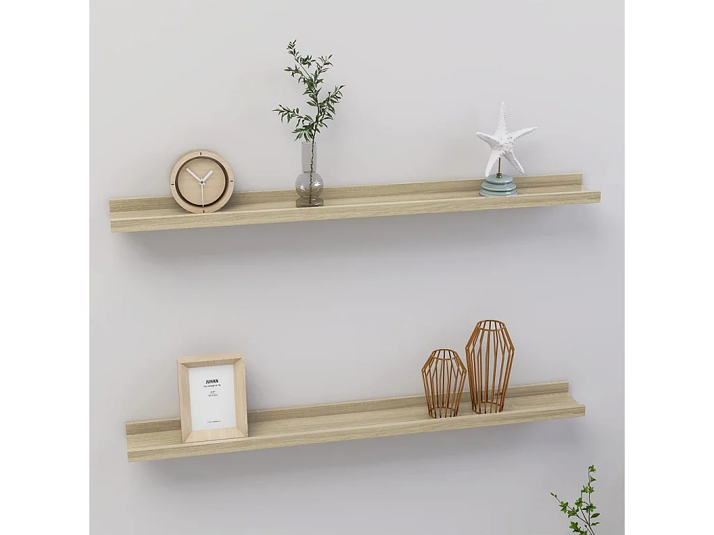Étagères murales 2 pcs chêne sonoma 80x9x3 cm OFR76223 BonneVie Meuble