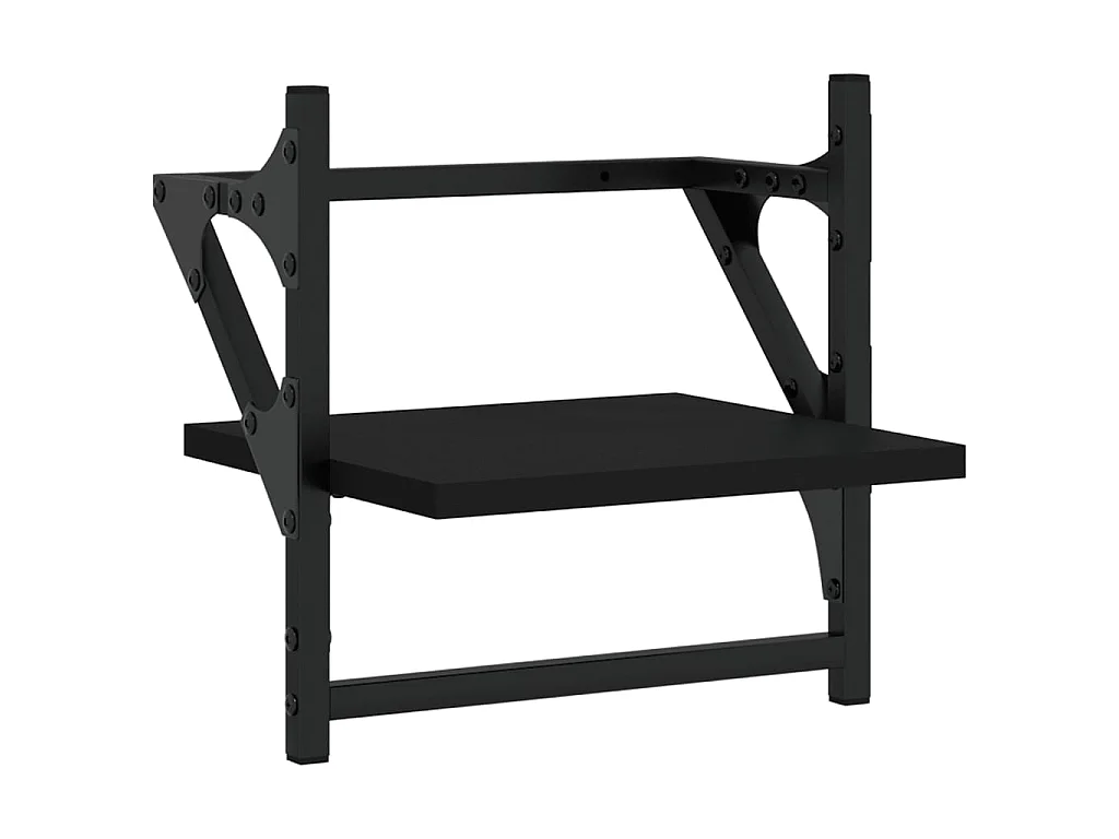 Étagères murales avec barres 2 pcs noir 30x25x30 cm OFR89052 BonneVie Meuble