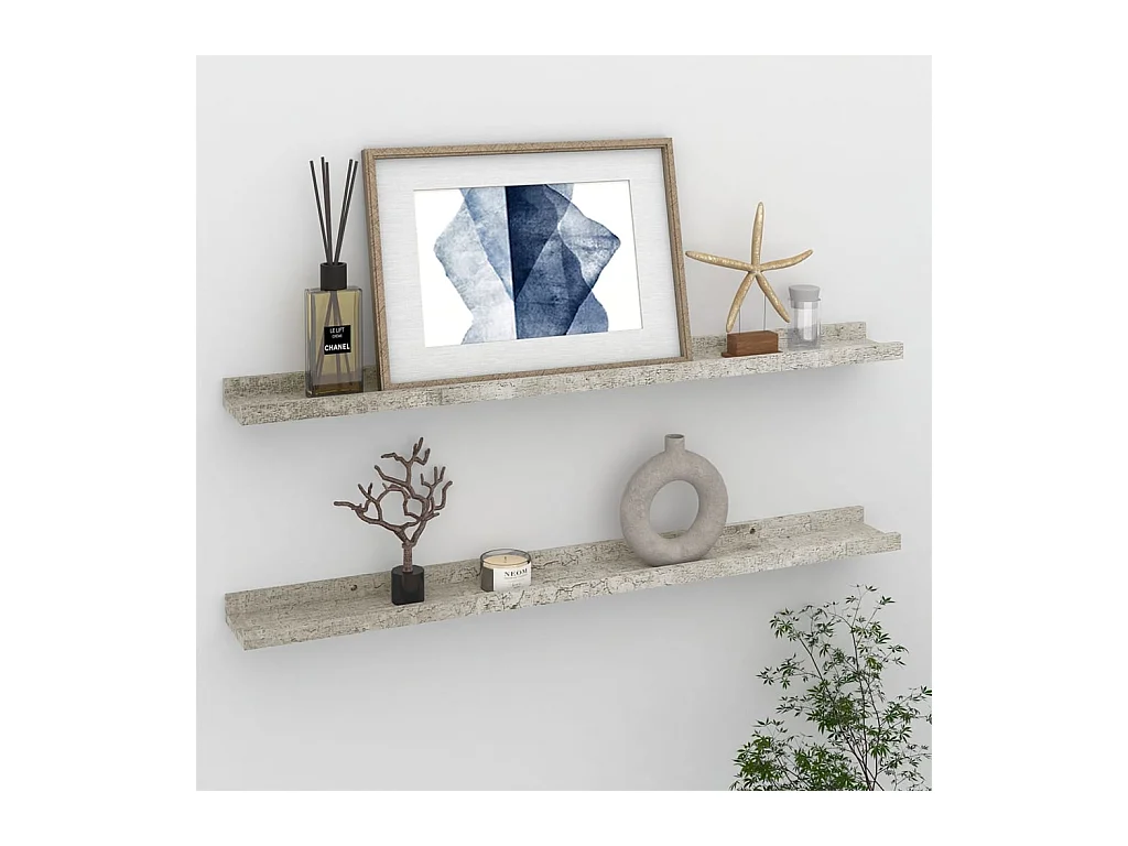 Étagères murales 2 pcs Gris béton 80x9x3 cm OFR58335 BonneVie Meuble