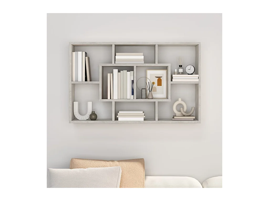 Wandschap 85x16x52,5 cm bewerkt hout betongrijs NL546198