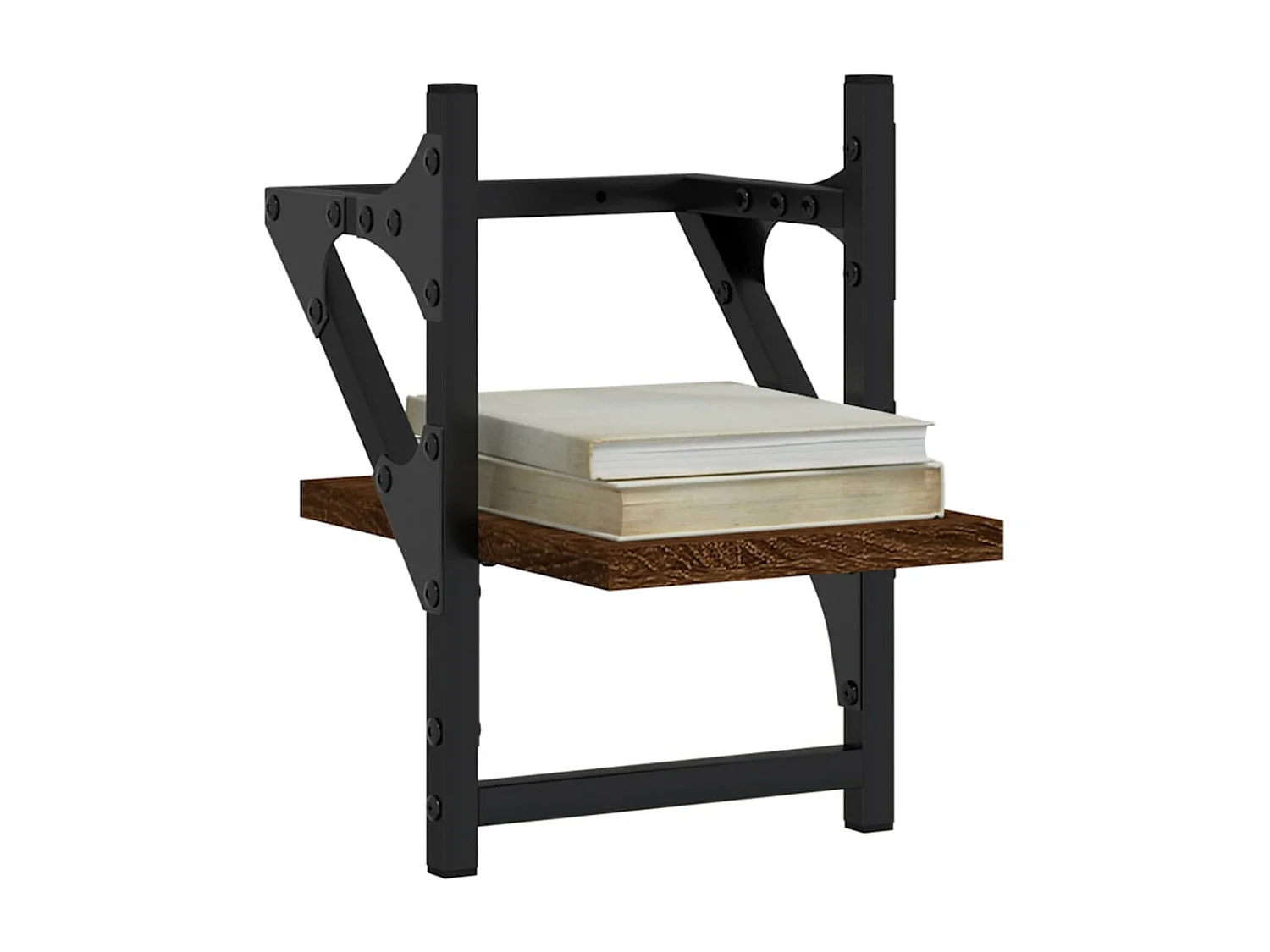 Wandschappen met stangen 2 st 20x25x30 cm bruin eikenkleur NL406719