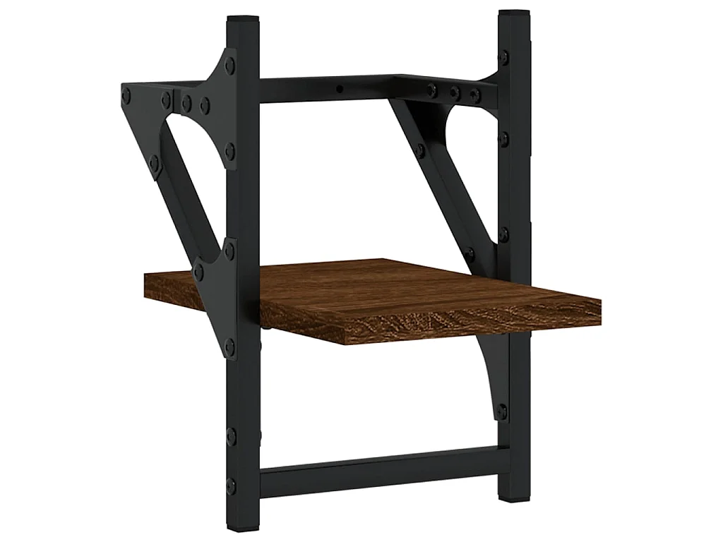 Wandschappen met stangen 2 st 20x25x30 cm bruin eikenkleur NL406719