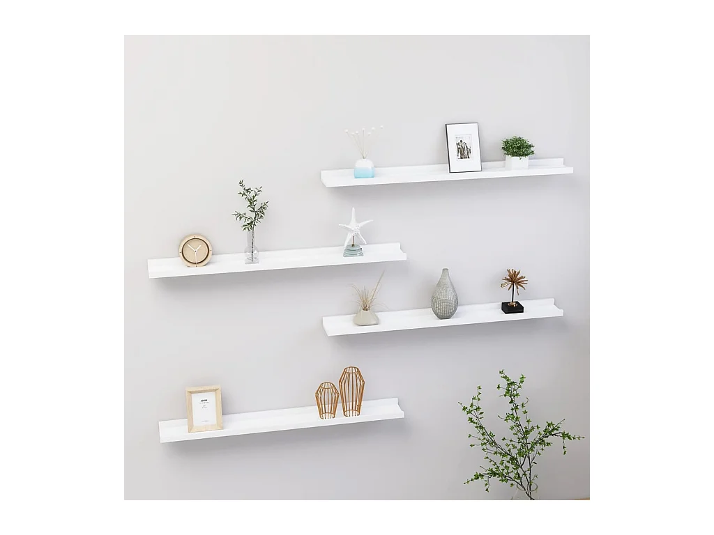 Étagères murales 4 pcs Blanc 80x9x3 cm OFR23532 BonneVie Meuble